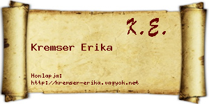 Kremser Erika névjegykártya